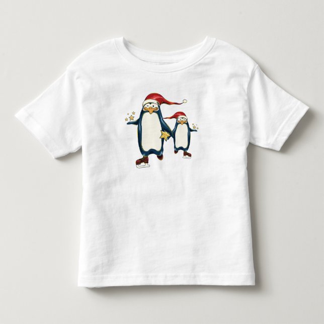 Camiseta De Bebé Pingüinos patinadores del navidad (Anverso)