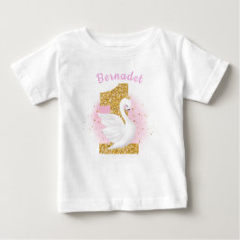 Camiseta De Bebé Pink and Gold Princess Princesa de Cisne de Cumple