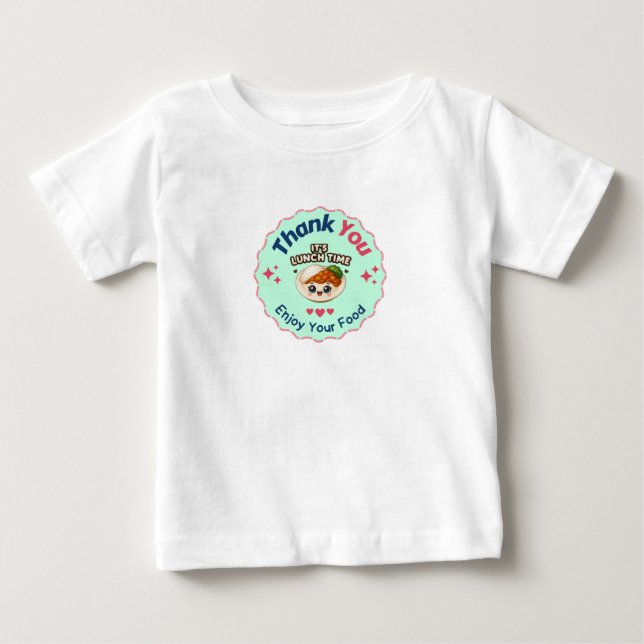 Camiseta De Bebé Pink Blue Cute Illustrative Food Business Thank Yo (Anverso)