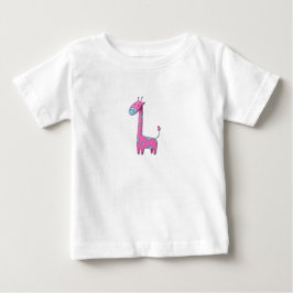 Camiseta De Bebé Pink Blue Giraffe Quirky Digital Art