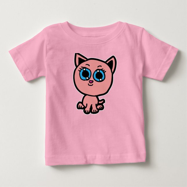 Camiseta De Bebé Pink Chibi Kitty (Anverso)