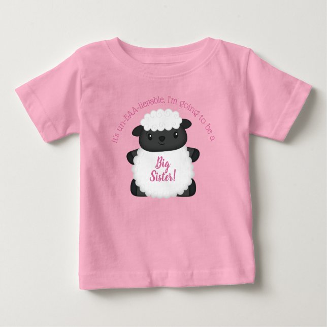 Camiseta De Bebé Pink de Baby Shower de ovejas (Anverso)
