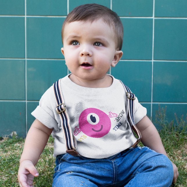 Camiseta De Bebé Pink Doodle Smile Waving Hi (it's showtime drama tv shows & music lover funny baby t-shirt.)