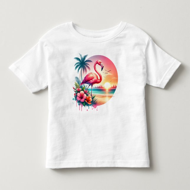 Camiseta De Bebé Pink Flamingo Sunset Clipart (Anverso)