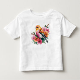Camiseta De Bebé Pink Flower Bird