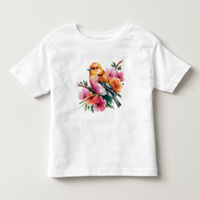 Camiseta De Bebé Pink Flower Bird (Anverso)