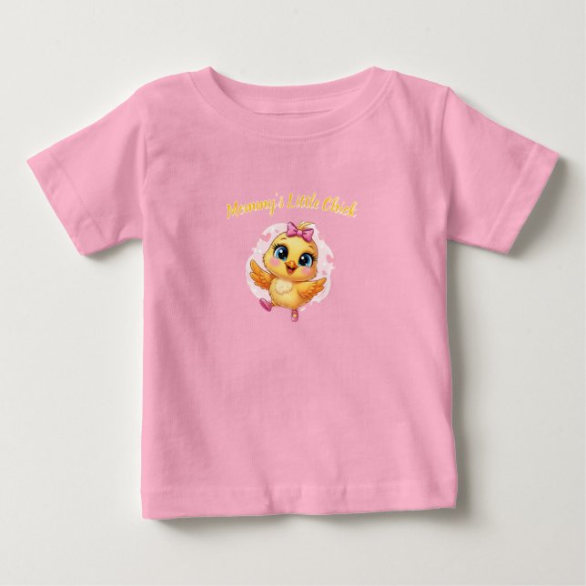 Camiseta De Bebé Pink Little Baby Chick with Bow Pattern (Anverso)