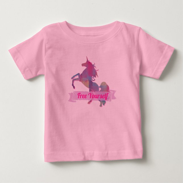 Camiseta De Bebé Pink Pastel Resumen Unicorn Silhouette (Anverso)