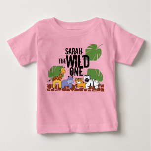 Camiseta De Bebé PINK Personalizado WILD One Safari Primer Cumplea
