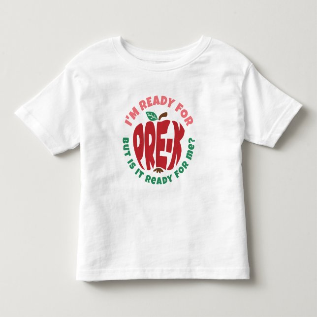 Camiseta De Bebé Pink Red Apple Funny listo para pre-K (Anverso)