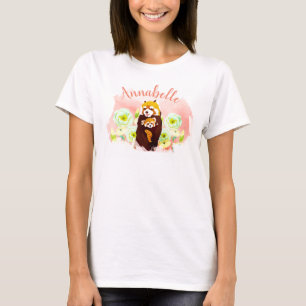 Camiseta de bebé Pink Red Panda Mom personalizada