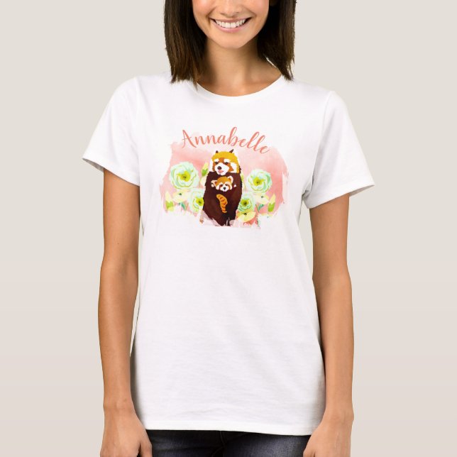 Camiseta de bebé Pink Red Panda Mom personalizada (Anverso)