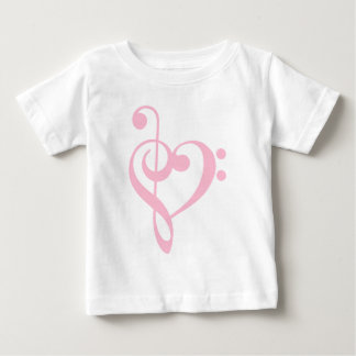 Camiseta De Bebé Pink Treble Clef & Bass Clef Heart