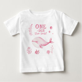 Camiseta De Bebé Pink Whale Oneder The Sea 1st Birthday 