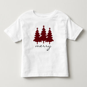 Camiseta De Bebé Pinos de cuadros de búfalo rojos