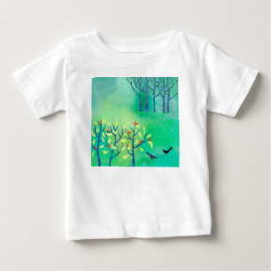 Camiseta De Bebé Pintado de la naturaleza del paisaje verde moderno