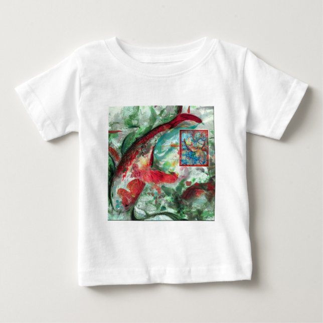 Camiseta De Bebé Pintado de peces Koi Carp (Anverso)