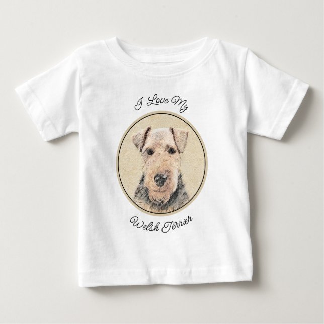 Camiseta De Bebé Pintado de Welsh Terrier - Arte de Perro Original. (Anverso)
