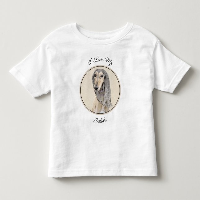 Camiseta De Bebé Pintado Saluki (Amanecer) - Arte Perro Original Cu (Anverso)