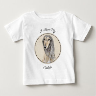 Camiseta De Bebé Pintado Saluki (Amanecer) - Arte Perro Original Cu
