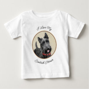 Camiseta De Bebé Pintado Terrier Escocés - Arte Perro Original