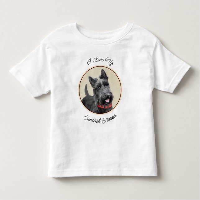 Camiseta De Bebé Pintado Terrier Escocés - Arte Perro Original (Anverso)
