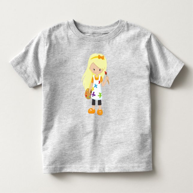 Camiseta De Bebé Pintor, pintor, Chica, pelo rubio (Anverso)