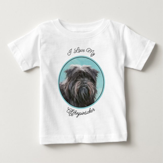 Camiseta De Bebé Pintura Affenpinscher - Arte Perro Original Cuto (Anverso)