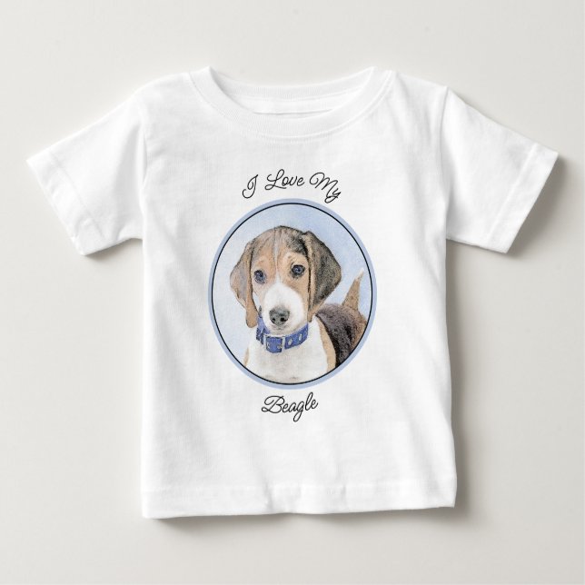 Camiseta De Bebé Pintura Beagle - Arte Perro Original Cuto (Anverso)