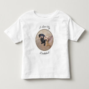 Camiseta De Bebé Pintura Dachshund (suave) - Arte Perro Original