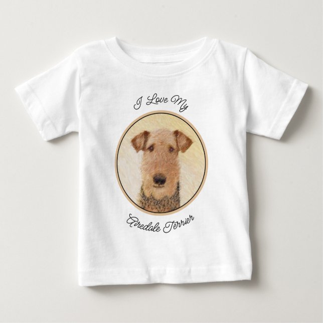 Camiseta De Bebé Pintura de Airedale Terrier - Arte original y boni (Anverso)