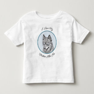Camiseta De Bebé Pintura de Alaskan Klee Kai - Arte Perro Original.
