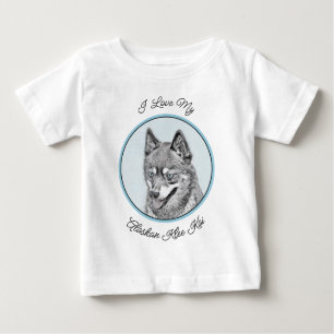 Camiseta De Bebé Pintura de Alaskan Klee Kai - Arte Perro Original.