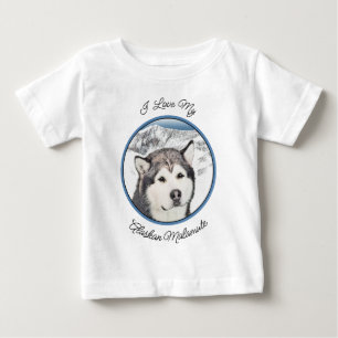 Camiseta De Bebé Pintura de Alaskan Malamute - Arte de perro origin