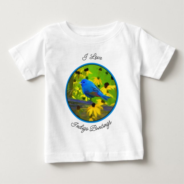 Camiseta De Bebé Pintura de amarre índigo - Arte original de aves (Anverso)
