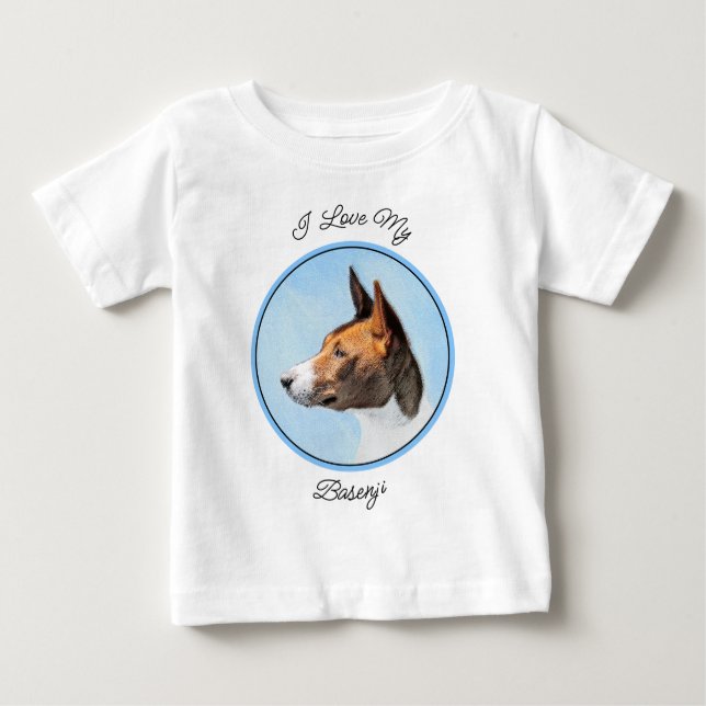 Camiseta De Bebé Pintura de Basenji - Arte original muy bonito (Anverso)
