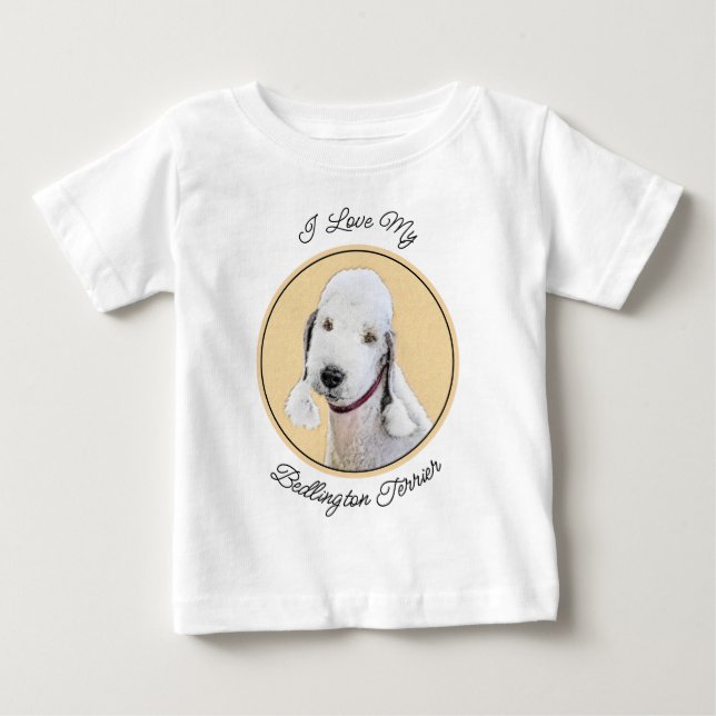 Camiseta De Bebé Pintura de Bedlington Terrier - Original Perro Art (Anverso)