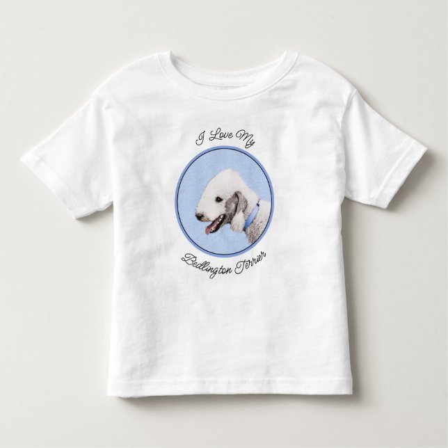 Camiseta De Bebé Pintura de Bedlington Terrier - Original Perro Art (Anverso)