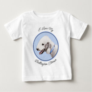 Camiseta De Bebé Pintura de Bedlington Terrier - Original Perro Art