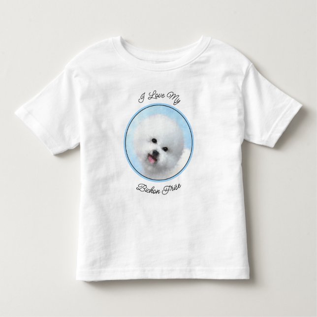 Camiseta De Bebé Pintura de Bichon Frise - Arte de Perro Original. (Anverso)