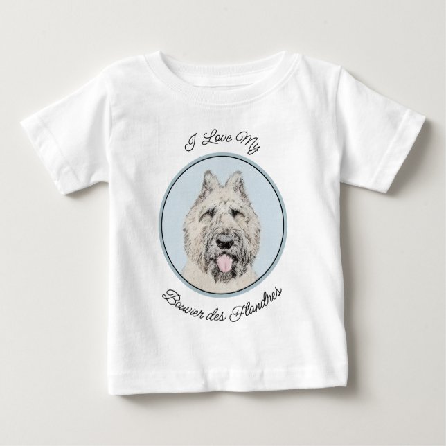 Camiseta De Bebé Pintura de Bouvier des Flandres - Arte original de (Anverso)