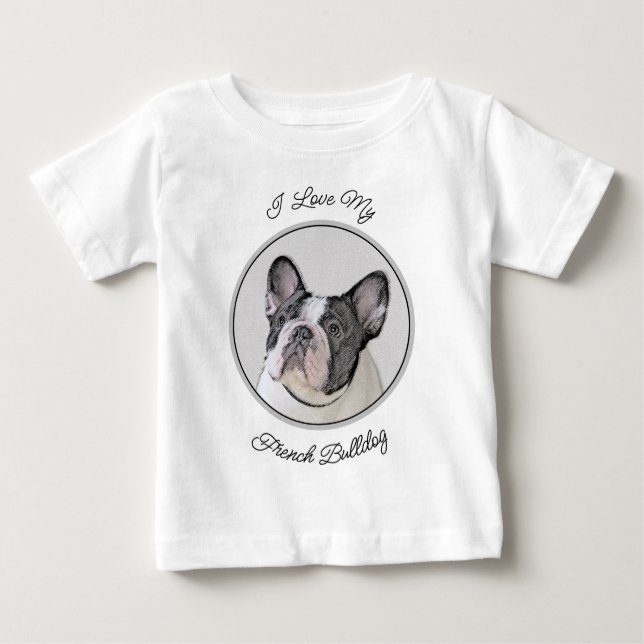 Camiseta De Bebé Pintura de Bulldog francés (Brindle Pied) - Arte d (Anverso)