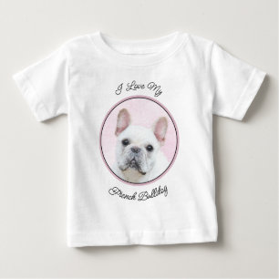 Camiseta De Bebé Pintura de Bulldog francés (crema/blanco) - Arte d