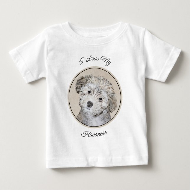 Camiseta De Bebé Pintura de cachorro habanesa - Arte de perro origi (Anverso)