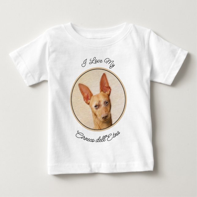 Camiseta De Bebé Pintura de Cirneco dell'Etna - Arte de perros orig (Anverso)