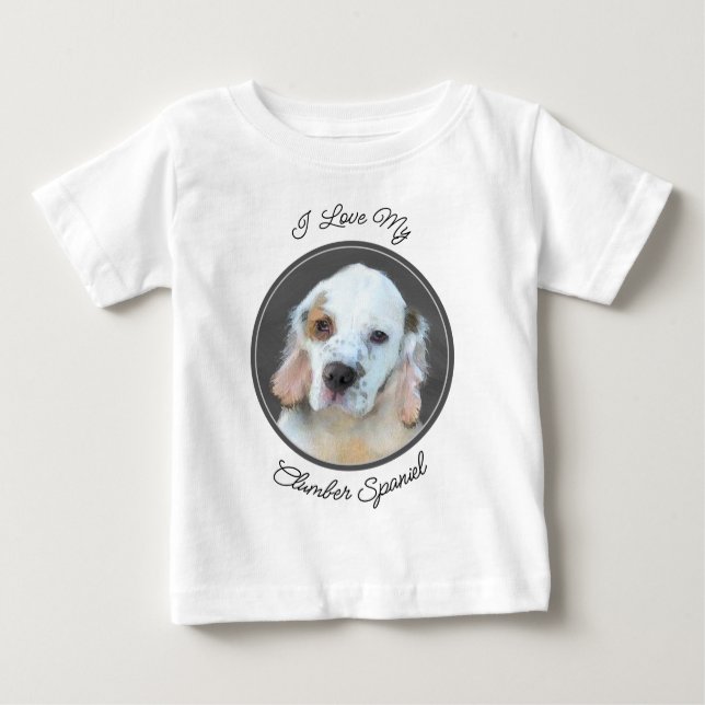 Camiseta De Bebé Pintura de Clumber Spaniel - Arte de Perro Origina (Anverso)