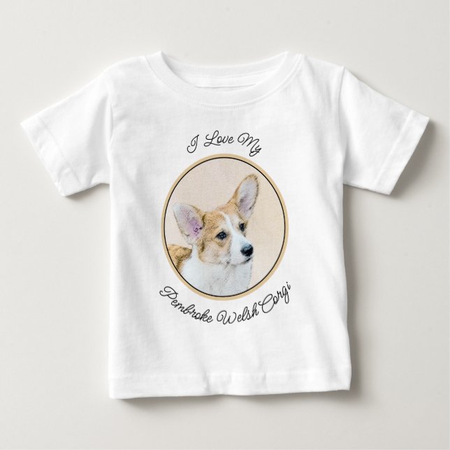 Camiseta De Bebé Pintura de Corgi galés de Pembroke - Arte Perro Or (Anverso)