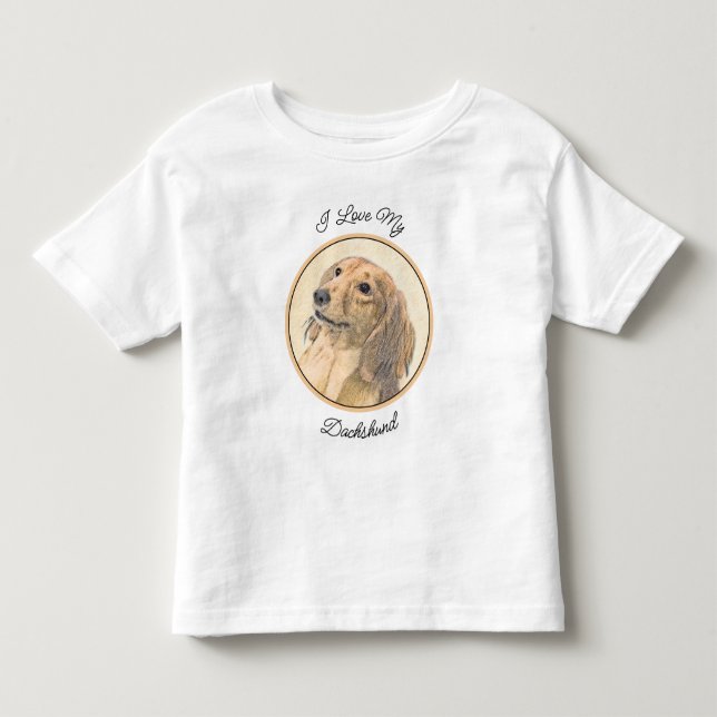 Camiseta De Bebé Pintura de Dachshund (de cabello largo) - Arte Per (Anverso)