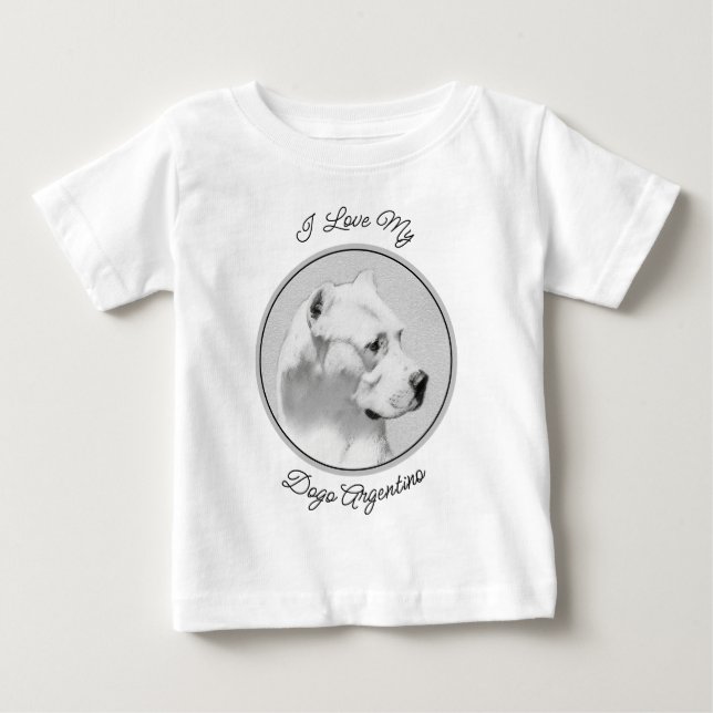 Camiseta De Bebé Pintura de Dogo Argentino - Arte original del perr (Anverso)