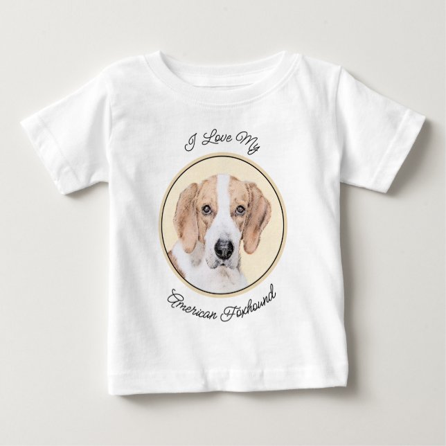 Camiseta De Bebé Pintura de Foxhound estadounidense - Arte de Perro (Anverso)